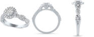 Macy's Diamond Halo Cluster Engagement Ring (1/2 ct. t.w.) in 14k White Gold